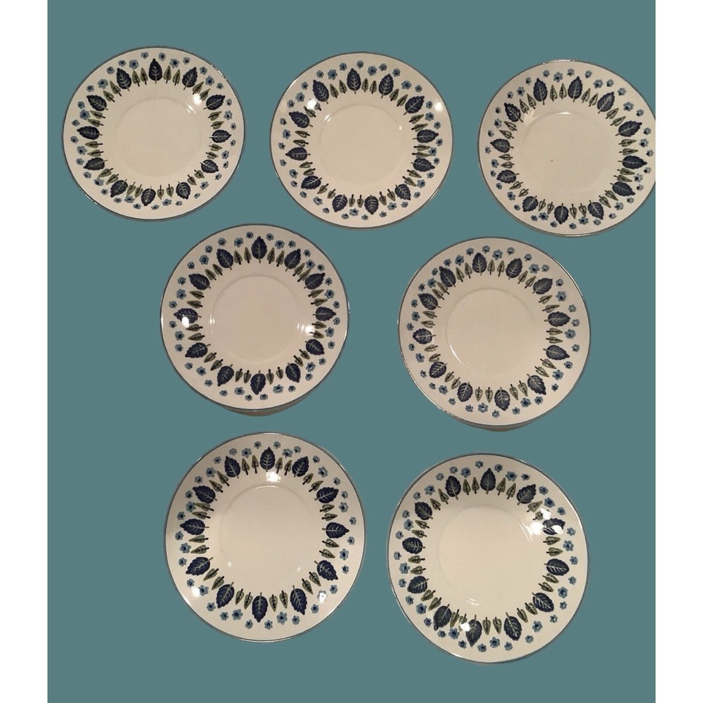 Lot of 7 Marcrest Swiss Alpine Chalet Pattern 1950's Vintage Saucers Collectable